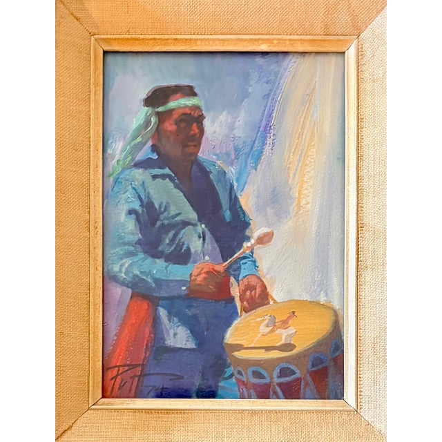 1970s "Indian Drummer" (1974) Gouache on Paper by Donald Putnam (1925-2007) For Sale - Image 5 of 9
