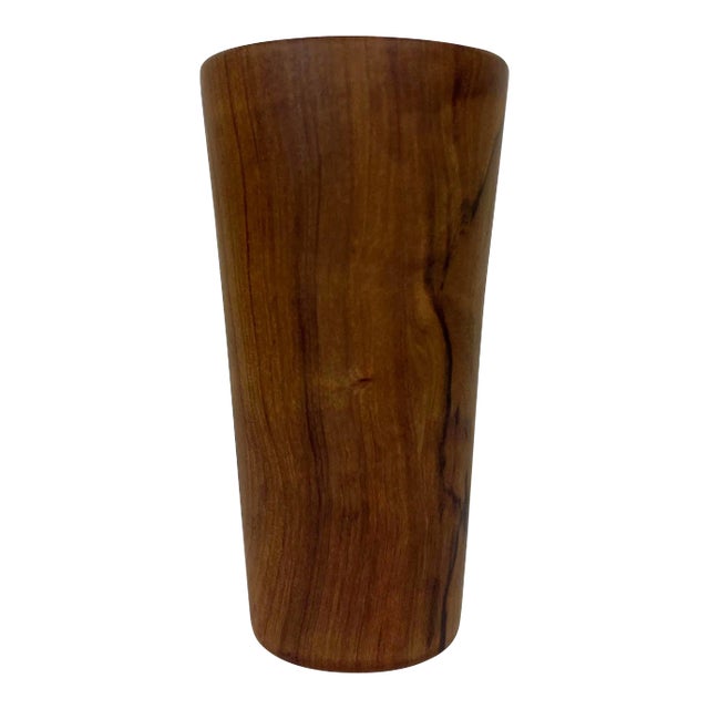 Vintage Hand-Turned Solid Teak Wood Cup For Sale
