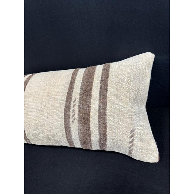 Turkish Hemp Pillow Cushion Natural Beige Brown Cushion Cover 14x40 For Sale - Image 4 of 4