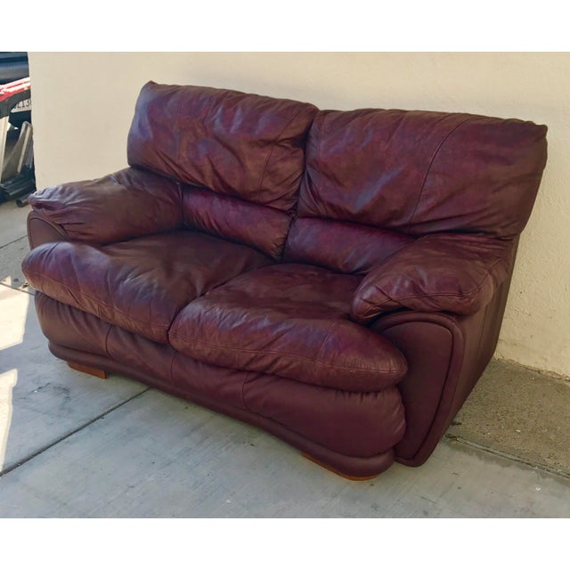 Klaussner Overstuffed Bonded Leather Loveseat Chairish