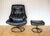 Mid-Century Norwegian Black Leather Stressless Lounge Chair and Ottoman Set from Ekornes, 1980s, Set of 2 For Sale - Image 6 of 18