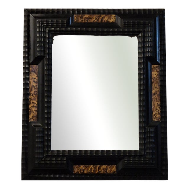 Antique Italian Guilloché Wooden Frame with Burr Wood Inlays, Late 19th-Early 20th Century For Sale