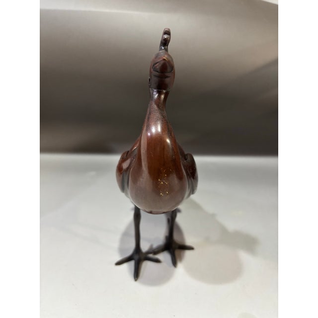 Vintage Japanese Patinated Bronze Peacock Incense Burner For Sale - Image 9 of 11