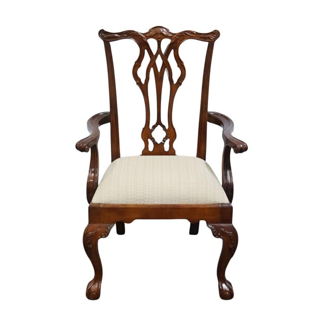Chippendale Century Furniture Solid Mahogany Traditional Chippendale Style Ball & Claw Dining Arm Chair 400-582 For Sale - Image 3 of 10