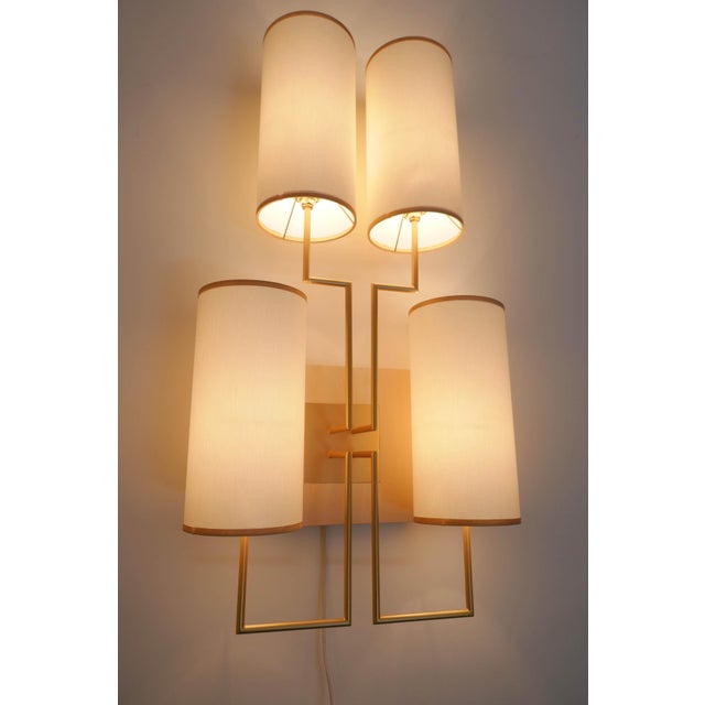 Tiges4 Wall Sconces in Patinated Gold Metal and Fabric by Aymeric Lefort, Set of 2 For Sale - Image 4 of 16