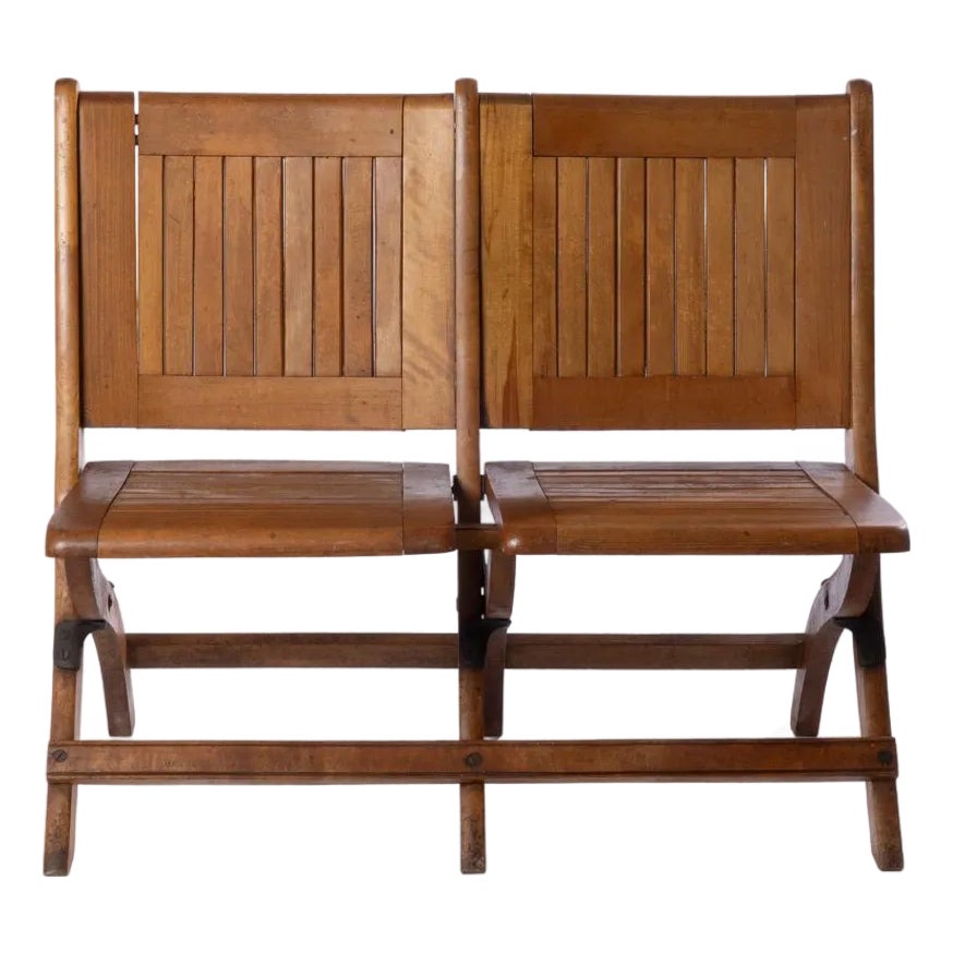 Antique Heywood Brothers and Wakefield Small Folding Theater Bench ...