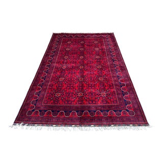 High Quality Afghan Khal Muhammadi Tribal Hand-Knotted Wool Rug - 6'6" X 9'10" For Sale