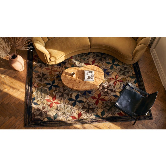 Iconic, Lovely and Symmetrical Design With Multi Tones Colors American Hooked Rug For Sale - Image 12 of 12
