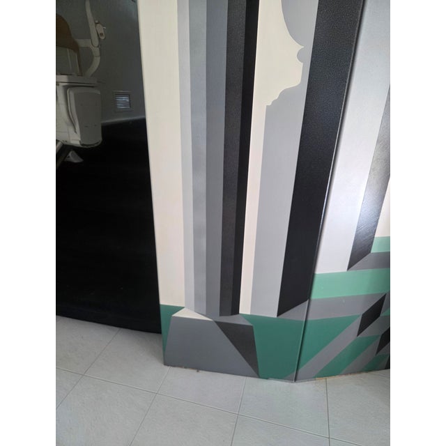 Vintage Post Modern Monumental Room Divider Folding Screen Art Deco Surrealist For Sale - Image 17 of 18