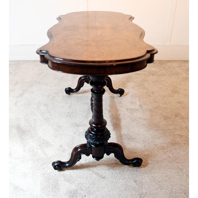 Victorian Walnut Stretcher Centre Table, 1860s For Sale - Image 11 of 12