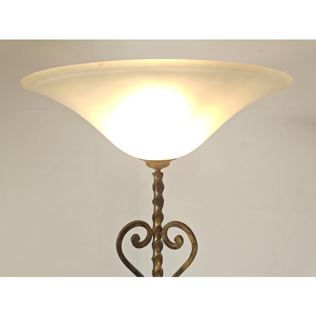 Metal Art Deco Wrought Iron Torchiere Floor Lamp, Paris, 1920s For Sale - Image 7 of 10