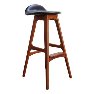 Single Danish Modern Sculptural Teak Barstool by Erik Buch for o.d. Møbler For Sale