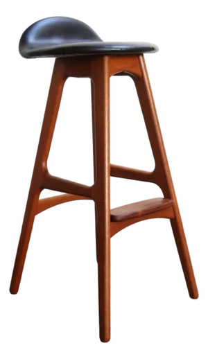 Single Danish Modern Sculptural Teak Barstool by Erik Buch for o.d. Møbler