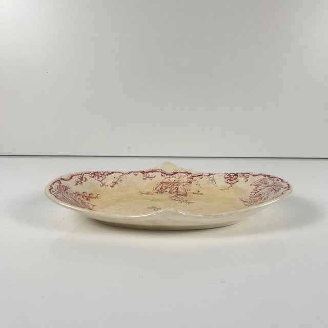 Oval serving dish with side handle, KG Lunéville, ironstone, "Fontainebleau" pattern, pink, 19th century Dimensions: 24 x...
