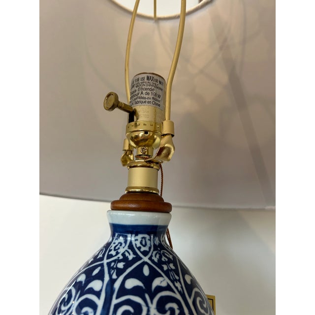 Blue Lauren Ralph Lauren Blue White Double Gourd Porcelain Lamp With Floral Motif, Pair Available For Sale - Image 8 of 10