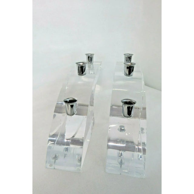 Chrome Lucitend Chrome Sculptural Arched Chunky Candlesticks - Pair For Sale - Image 8 of 11