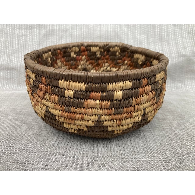 Brown Vintage Native American Coil Basket For Sale - Image 8 of 13