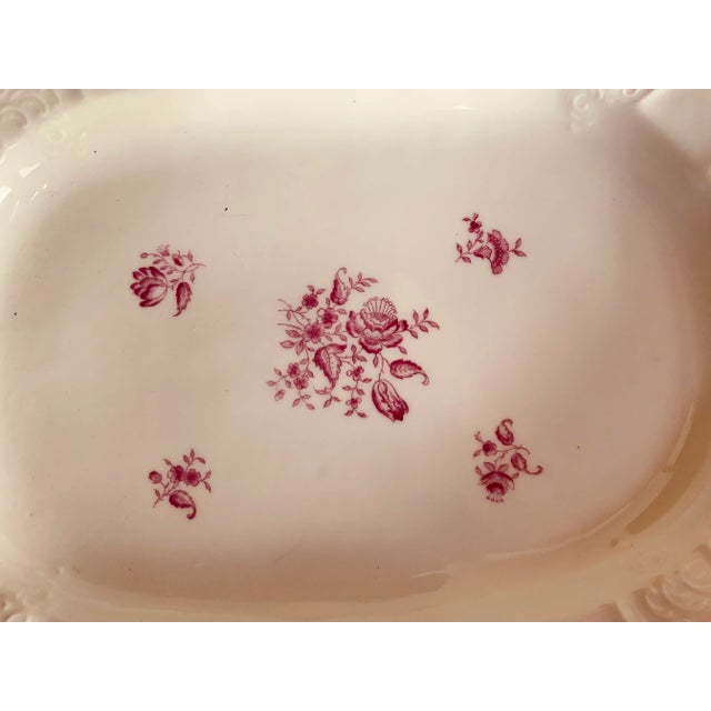 Ceramic French Porcelain Depp Well Meat Platter , Circa 1820 — Rose Floral For Sale - Image 7 of 18