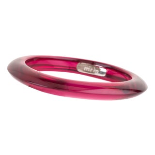 Miriam Salat Wine Red Translucent Resin and Sterling Silver Summer Bangle For Sale