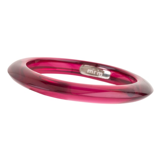 Miriam Salat Wine Red Translucent Resin and Sterling Silver Summer Bangle For Sale