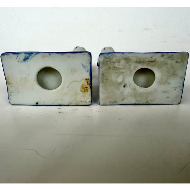 Pair of Porcelain Pug Dog Figurines on Cobalt Blue Bases, Late 19th Century For Sale - Image 13 of 18