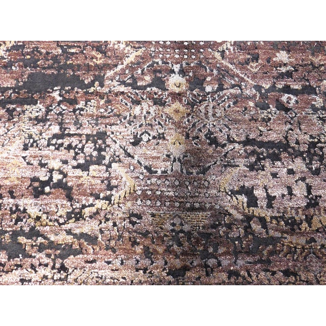 Abstract Hand Knotted Bamboo Silk and Wool Rug in High and Low Texture. 7'10"x 9'9" For Sale - Image 3 of 18
