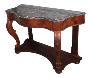 Serpentine Console of Mahogany with Marble Top