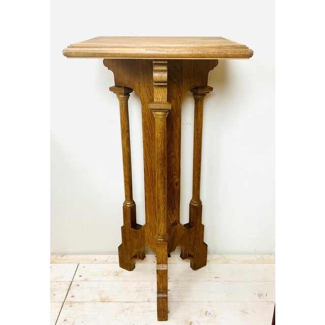 Arts & Crafts Gothic Revival Pedestal in Oak, 1920s For Sale - Image 16 of 18