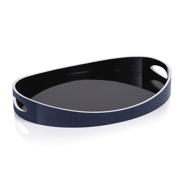 Noir Marine Lacquered Serving Tray, Large For Sale In Los Angeles - Image 6 of 6