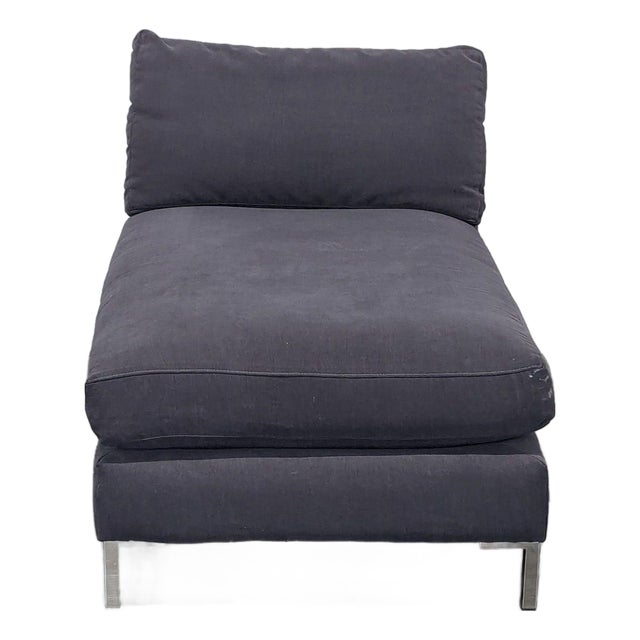 Cb2 Modern Dark Gray Chaise Lounge Sofa For Sale