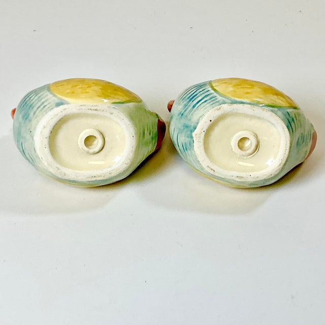 Pumpkin 1980s Vintage Boho Chic Farmhouse Studio Pottery Style Rooster Salt & Pepper Shakers - A Pair. For Sale - Image 8 of 8
