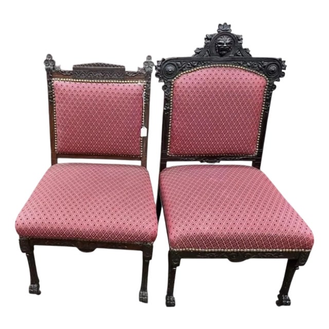 Pair of Antique Pair of Antique Victorian Carved Side Chairs – Renaissance Revival – 1800s For Sale