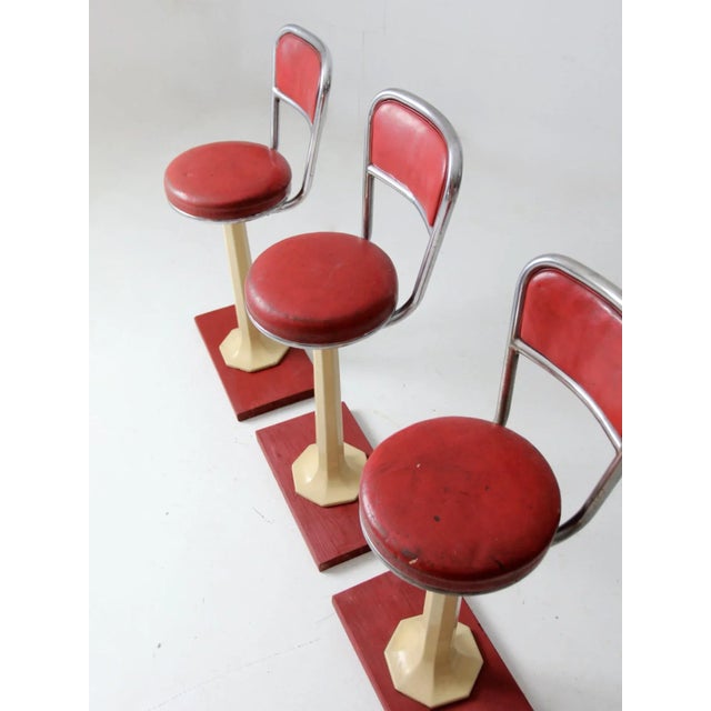 Antique Soda Fountain Counter Stools Set of 3 For Sale - Image 11 of 13