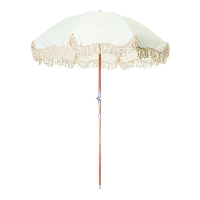 Premium Beach Umbrella Antique White with Fringe Chairish