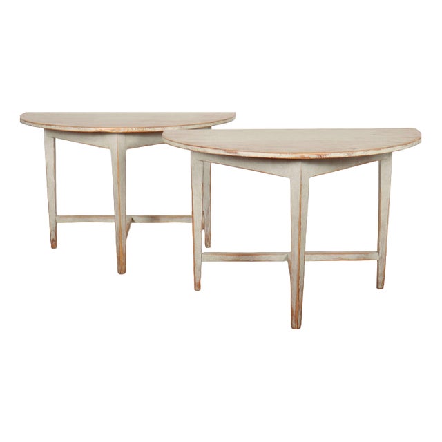 Swedish Demi Lune Console Tables, Set of 2 For Sale