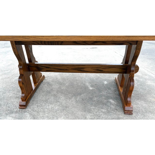 Vintage Brutalist Trestle Dining Table For Sale - Image 9 of 12