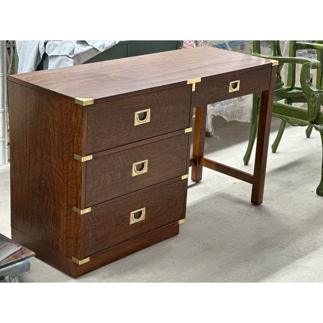 Drexel 1980s Drexel Campaign Style Desk For Sale - Image 4 of 11
