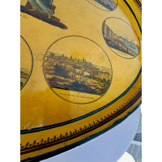 Large Antique French Empire Yellow Oval Tole Tray - Early 19th-Century For Sale - Image 9 of 16