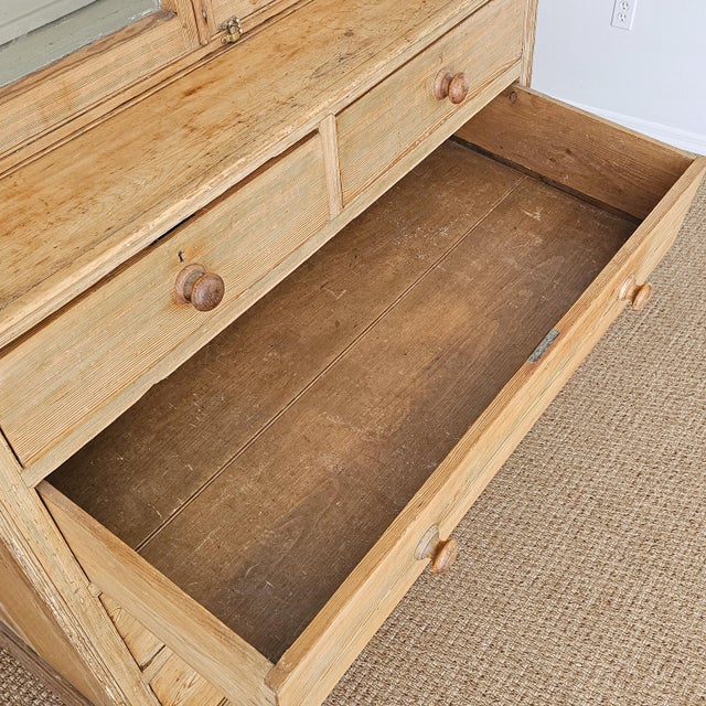 Antique English Pine Glazed Dresser Display Cabinet - Circa 1880 For Sale - Image 14 of 17