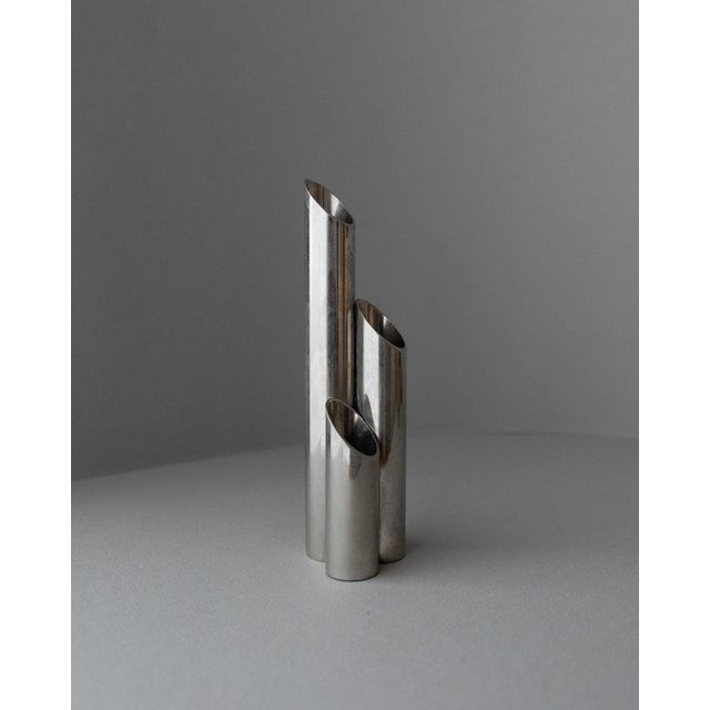 Vintage Candleholder for 3 Candles in Stainless Steel, Italy For Sale - Image 6 of 11