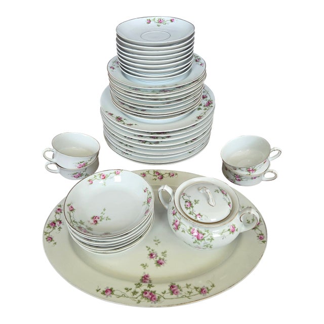 Antique Heinrich & Co. Porcelain China Dinnerware Service Set For Sale