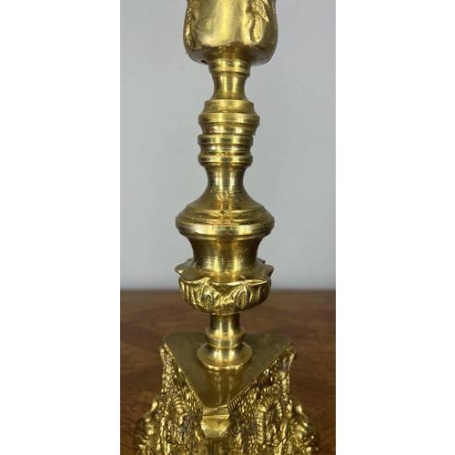 Vintage French Brass Ornate Decorative Candleholder For Sale - Image 3 of 10