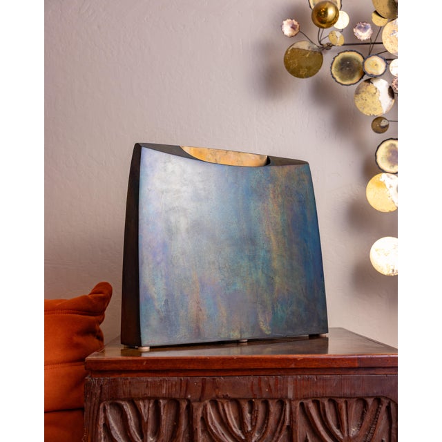Postmodern Vintage Jeffrey Brown 2003 Signed Patinated Bronze Sculptural Vessel For Sale - Image 3 of 10