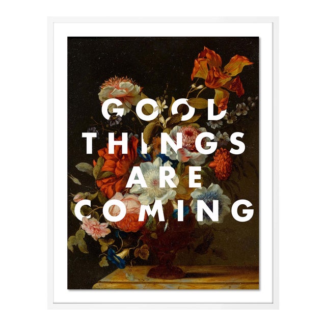 Good Things Are Coming by Lara Fowler in White Framed Paper, Medium Art Print For Sale