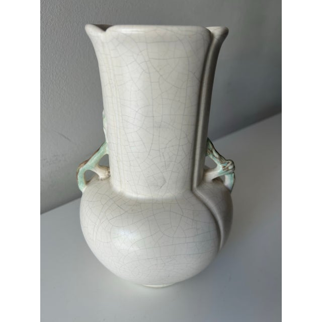 1930s 1930's Art Deco Wild Rose Pattern Vase by Weller Pottery For Sale - Image 5 of 11