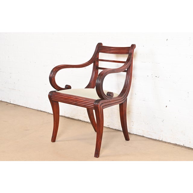 Baker Furniture Regency Carved Mahogany Arm Chair or Side Chair For Sale - Image 12 of 12