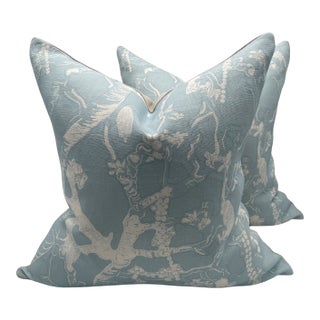 Isobel Buttery Blue "60 Oaks" Pillows- A Pair For Sale