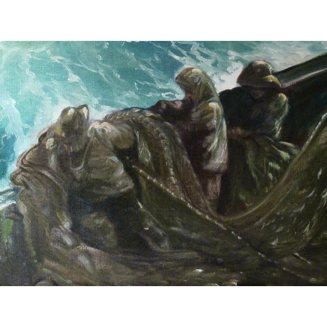 Lydia Vercinsky Rough Sea In California Coast C. 1980 Painting For Sale - Image 4 of 7