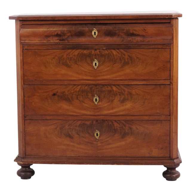 Mahogany Chest of Drawers with Four Drawers, 1880s For Sale