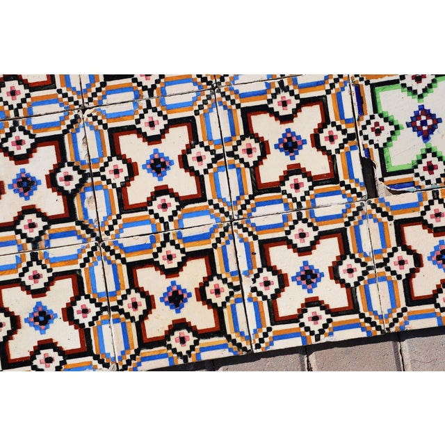 Art Nouveau Art Nouveau / Early Art Deco Design Set of 33 Portuguese Geometric Tiles Multicolor c.1900s For Sale - Image 3 of 18
